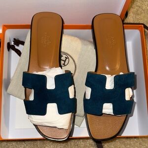 Hermes Teal Sandals